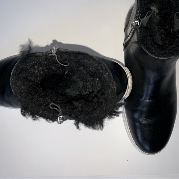 J/ SLIDES NYC | BLACK LEATHER BOOTIES W/ SOFT FAUX FUR | RUBBER SOLE | 8M | EUC - Picture 5 of 6